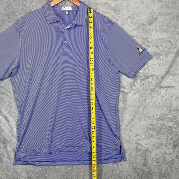 Peter Millar Summer Comfort Terradyne Purple Striped Polo Shirt Mens Size Large - Picture 7 of 8